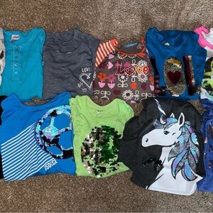 Girls Lot of 11 Long Sleeve T-Shirts in Various Name Brands. Size 7 and 8.